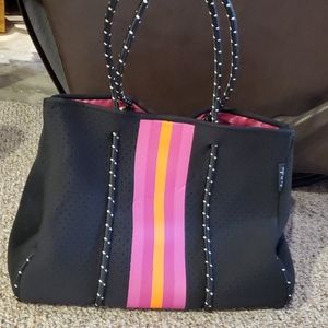 Black neoprene bag set, wetsuit fabric large tote